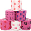 Self Adhesive Bandage Wrap Animal Cohesive Bandage Self Adherent Wrap First Aid Tape for Dogs Cats Horses Birds & Wrist Healing Ankle Sprain (2 Inch Pink Set 6 Rolls)