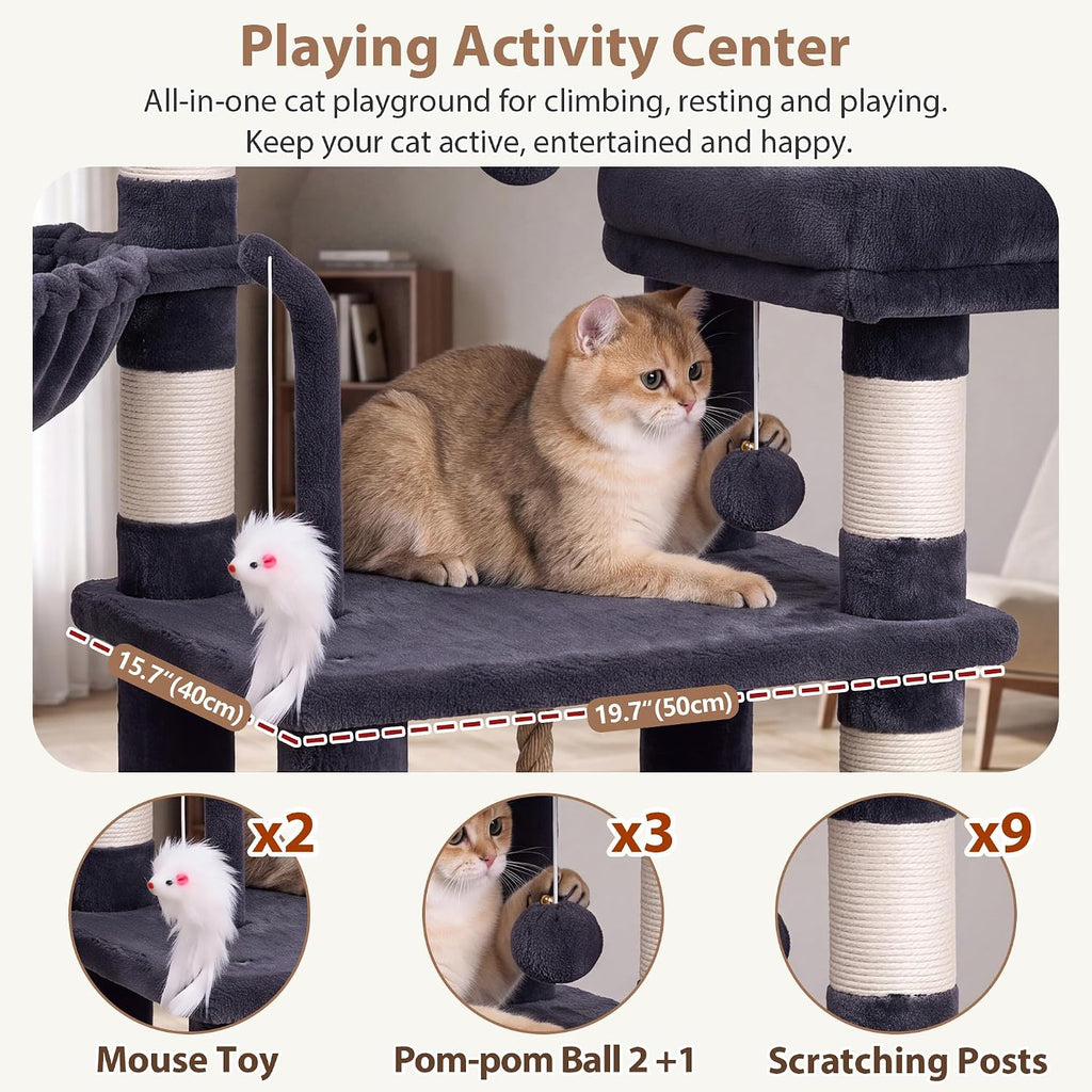 Gitelsnour Cat Tree, 63'' Cat Tower for Large Cats, Big Hammock GCT020G