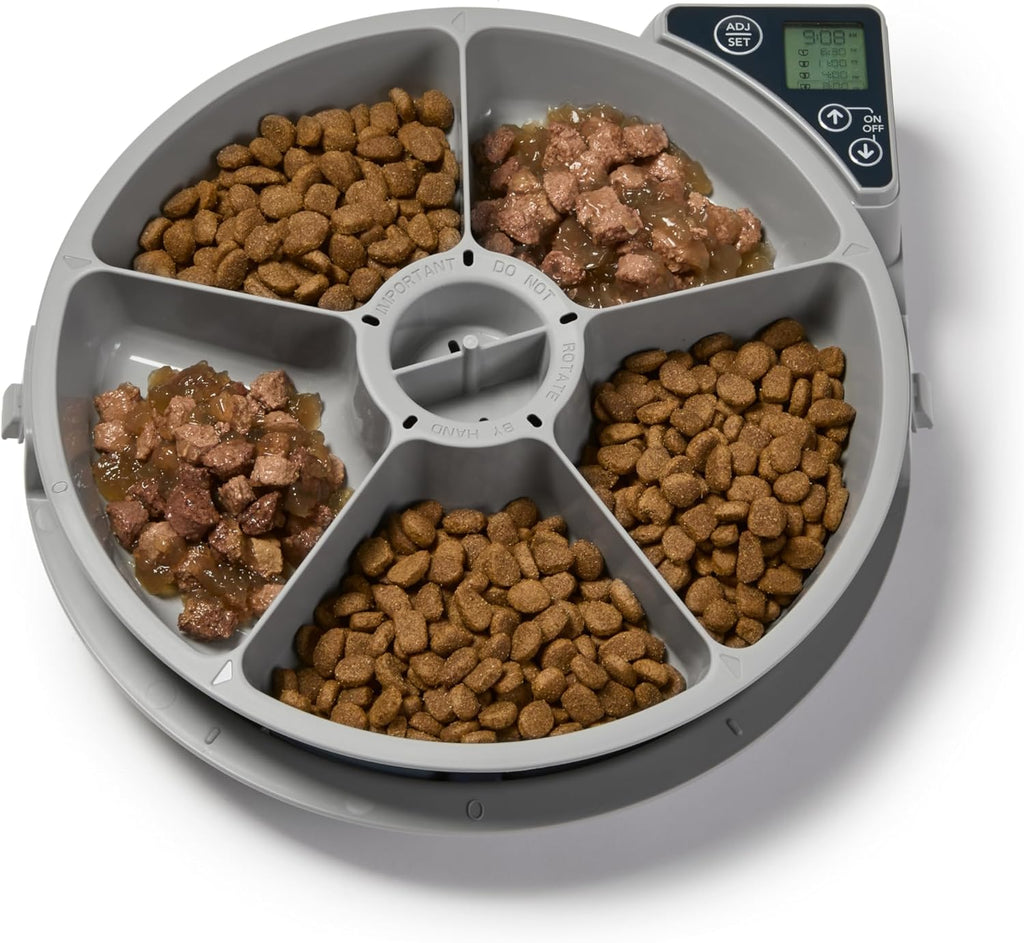 Cat Mate 5-Meal Automatic Pet Feeder, 330g per Bowl, Wet & Dry Food, White