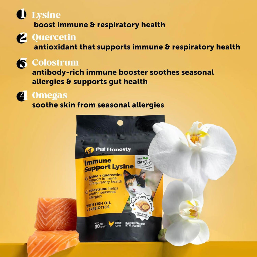 Pet Honesty Vet Backed Immune Lysine for Cats, Chicken, 90-Day Supply