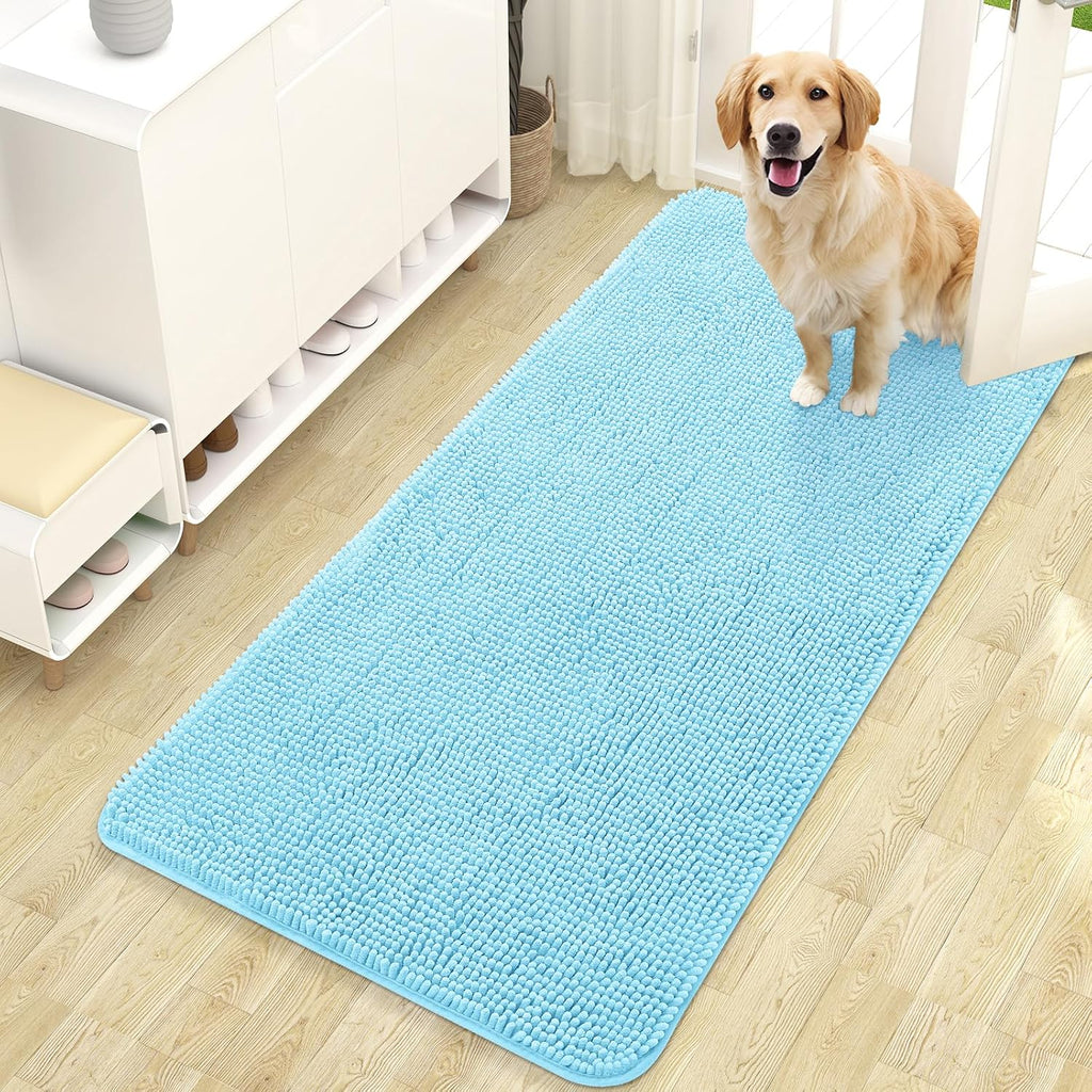 OLANLY Dog Door Mat for Muddy Paws 47x24, Super Absorbent Chenille Mud Mat