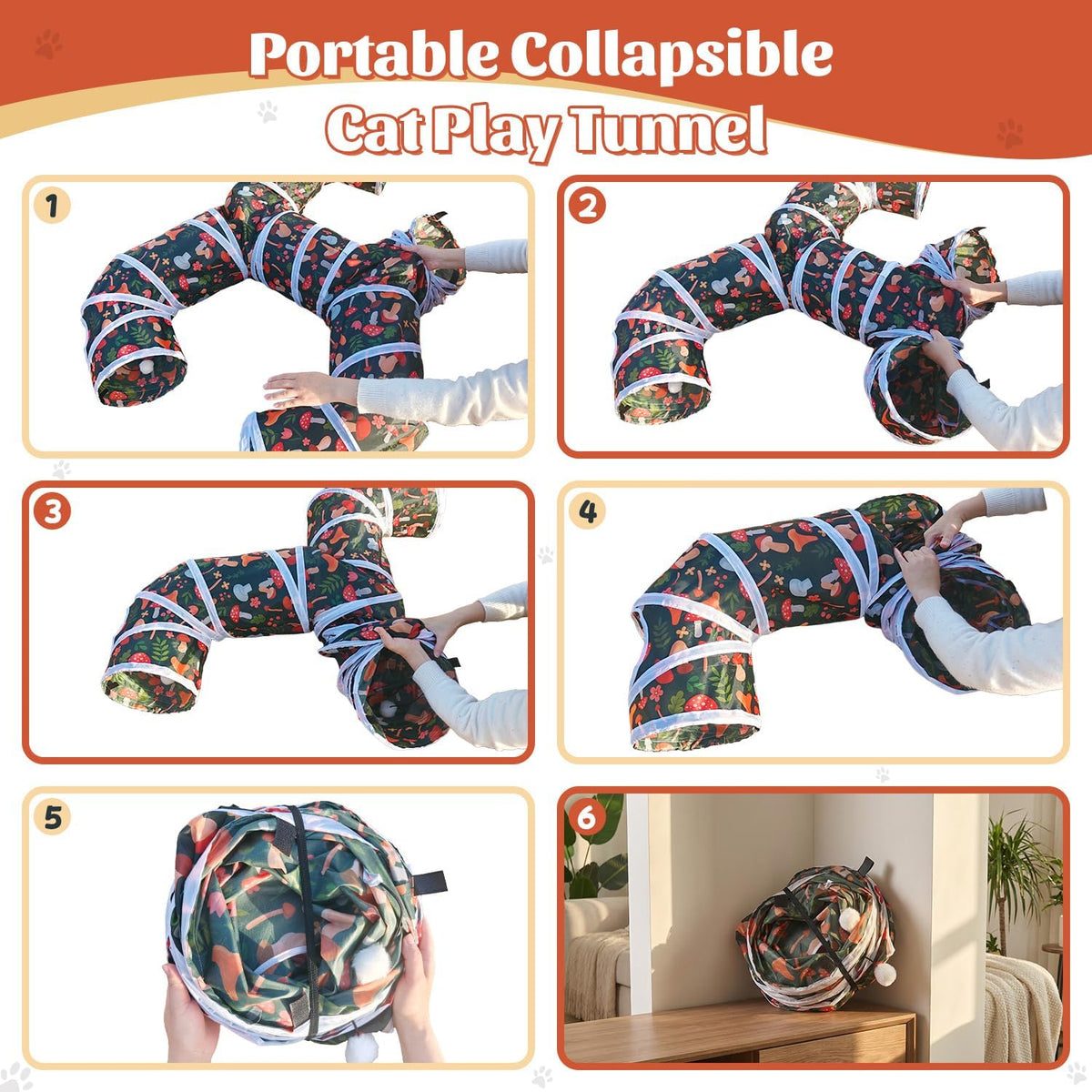 Cat Tunnel for Indoor Entertainment, Tear-Resistant Cat Play Tube with Play Ball, Collapsible Pet Tube with Interactive Peephole, Ideal for Outdoor Exercise for Kittens Puppies Rabbits (8-Shaped)