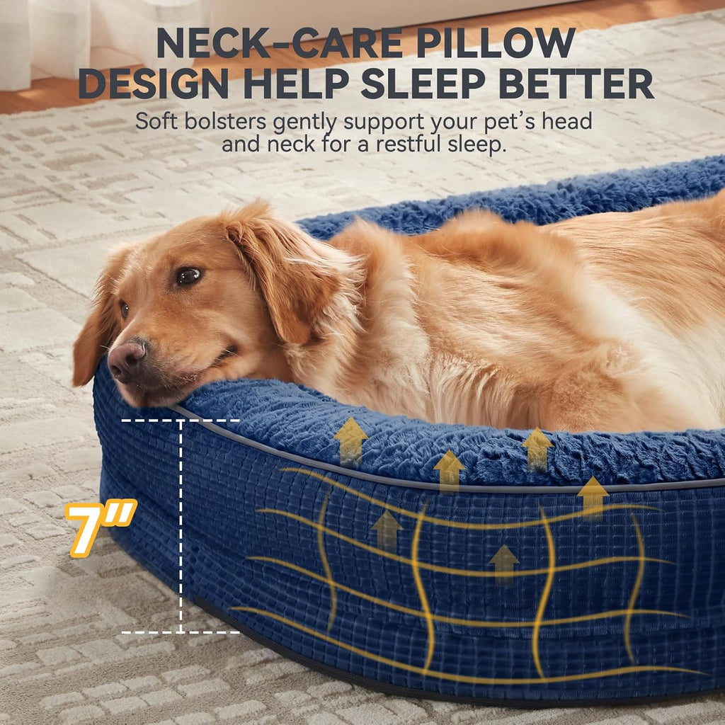 JOEJOY Orthopedic Dog Bed for Large Dogs, 360° Oval Bolster, 35"