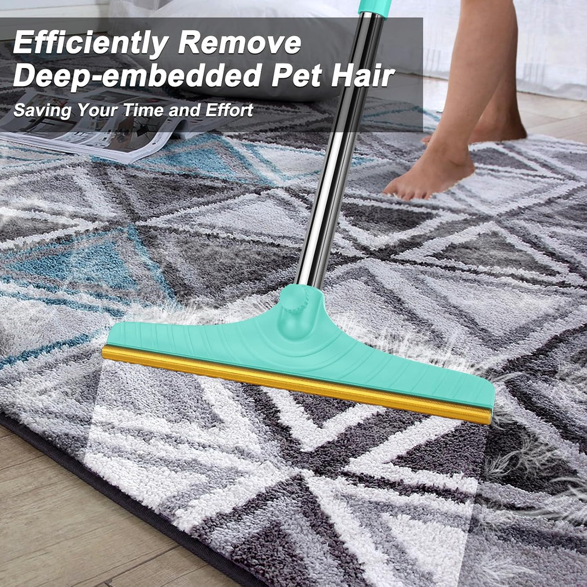 B-Land Carpet Rake for Pet Hair Removal, Reusable Carpet Scraper for Rug
