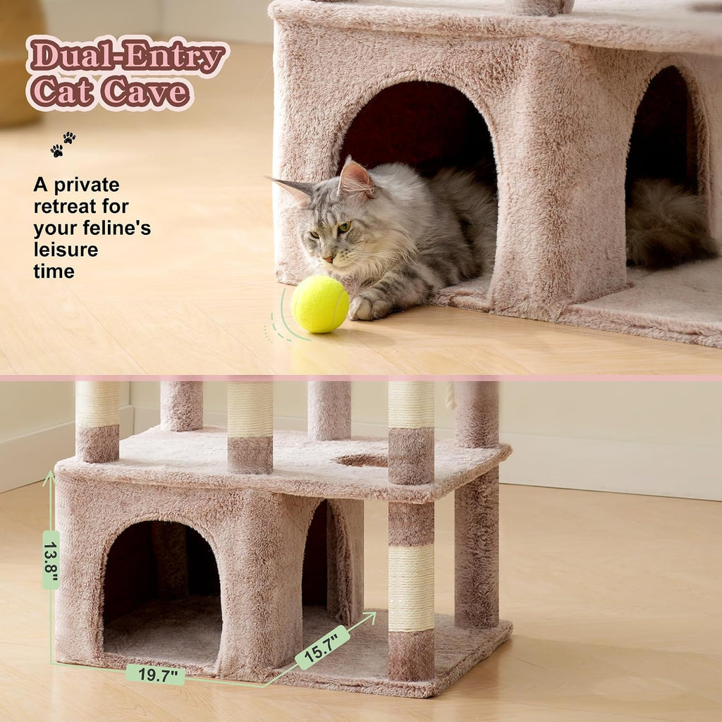 Heybly Cat Tree, 71-Inch Tall Cat Tower for Large Maine Coon Cats HCT037MU