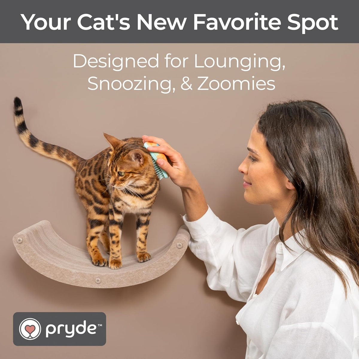 Cat Wall Shelf (Curved) - Indoor & Outdoor by Pryde Pets