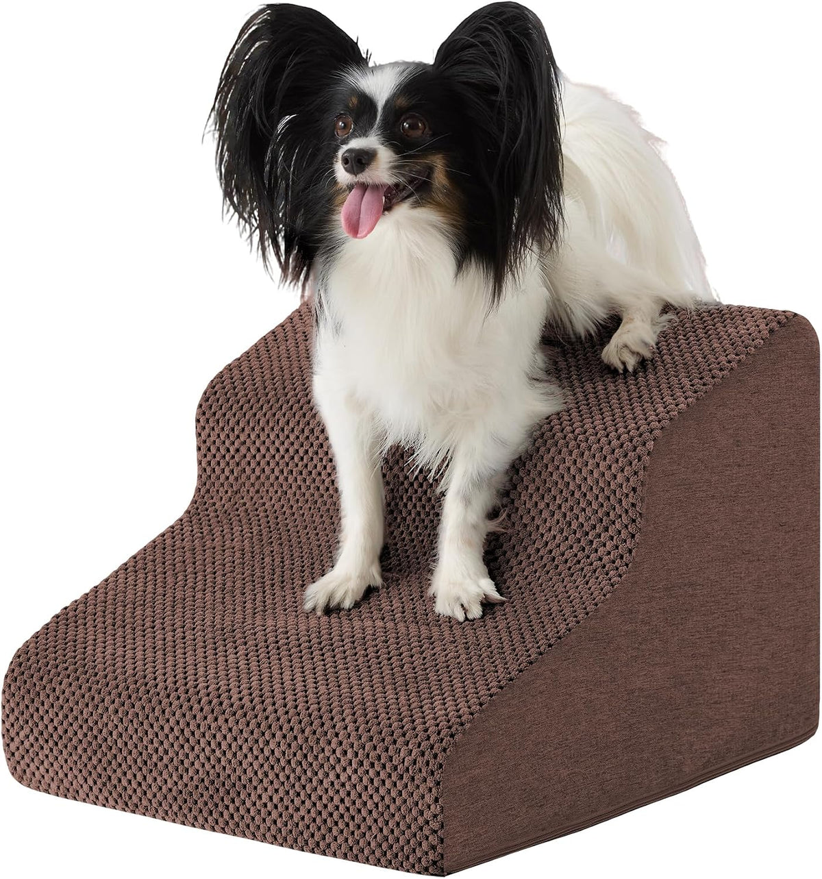 Ahpmeoa Dog Stairs for Small Dogs 11.5’’ H, 2-Step Dog Steps for Bed, Brown