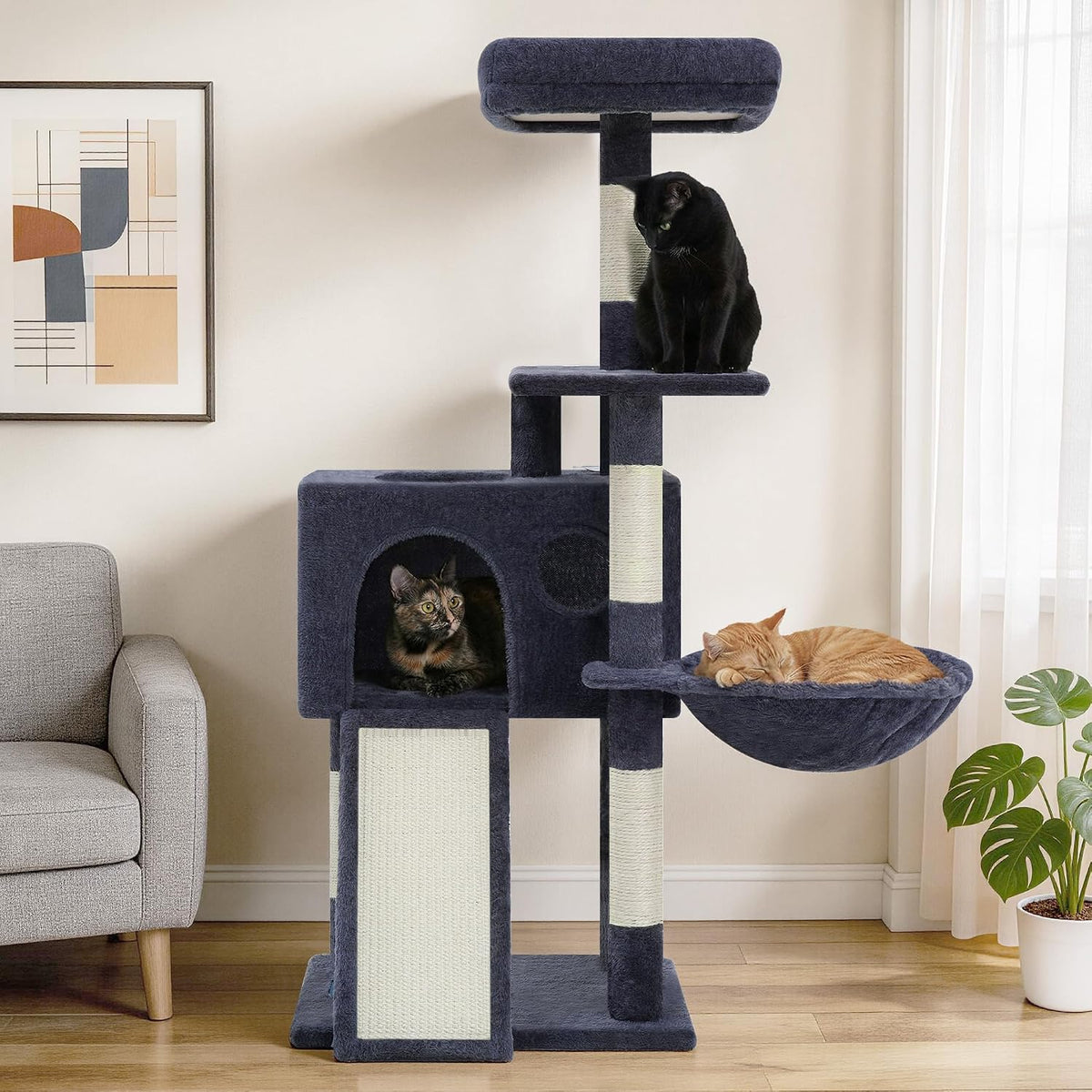 Gitelsnour Cat Tree Tower 42'' with Condo, Indoor Scratching Post GCT005SG