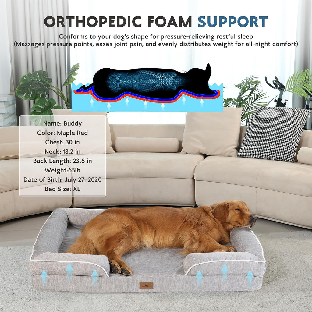 Cooling Dog Bed,Dual-Cooling Design,Q-Max >0.4 Cool Pet Beds for Large Dogs