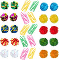 SunGrow Cat Toy Variety Pack, Feline Entertainment for Indoor Kitten, Lightweight, Colorful, Pet Interactive Chase Toys, Activity Tool, Cat’s Supplies & Accessories, 30 Pcs per Pack