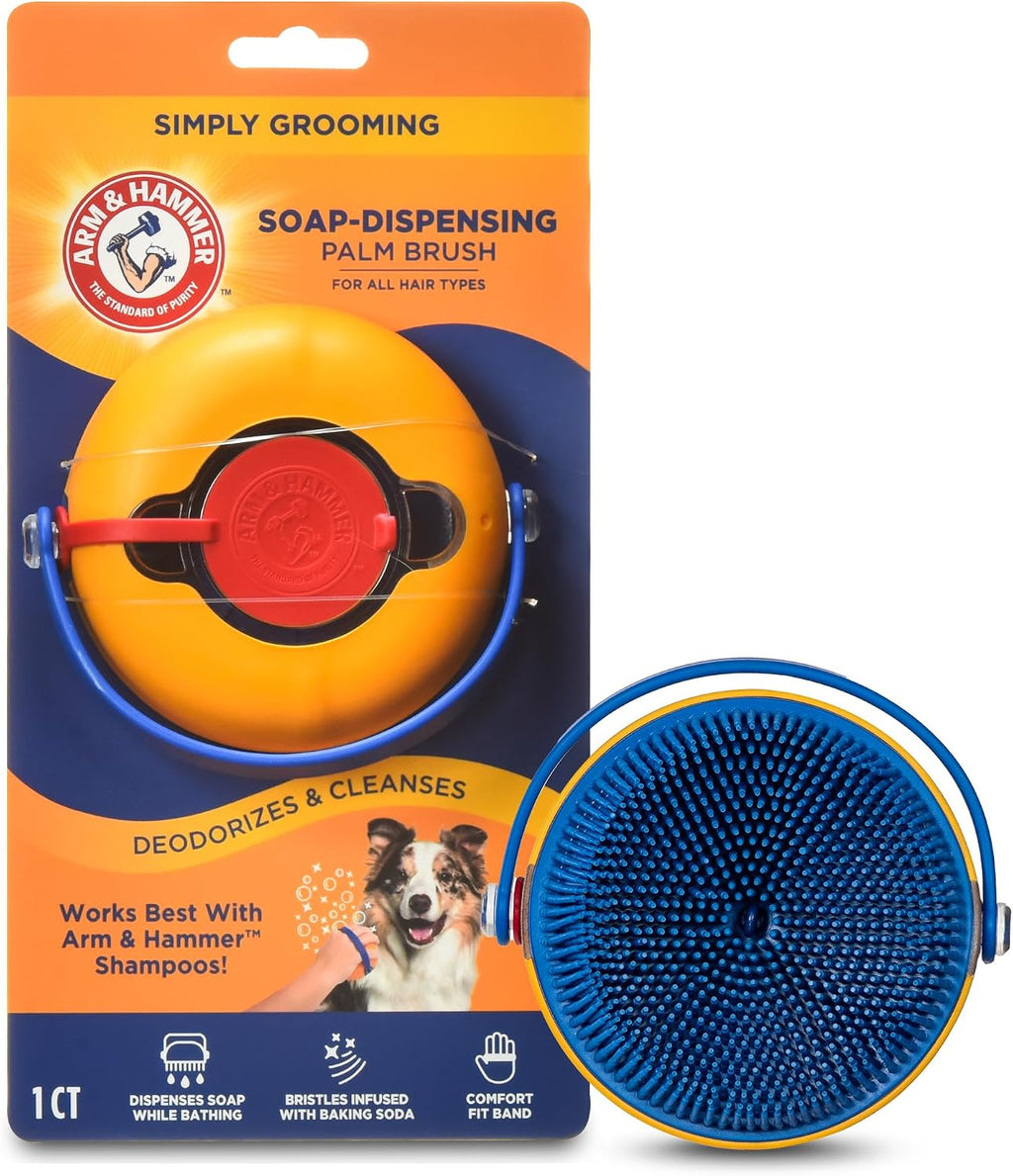 Arm & Hammer Simply Grooming Soap Dispensing Palm Dog Brush