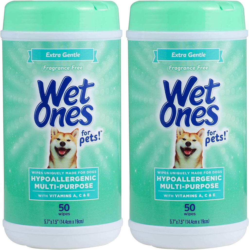 Wet Ones for Pets Hypoallergenic Dog Wipes, Fragrance-Free, 50 Count (Pack of 2)