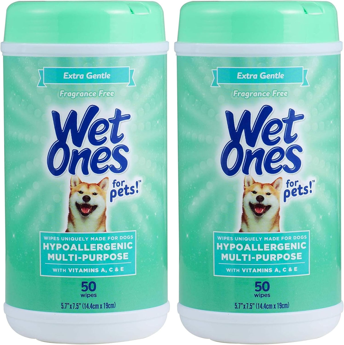 Wet Ones for Pets Hypoallergenic Dog Wipes, Fragrance-Free, 50 Count (Pack of 2)