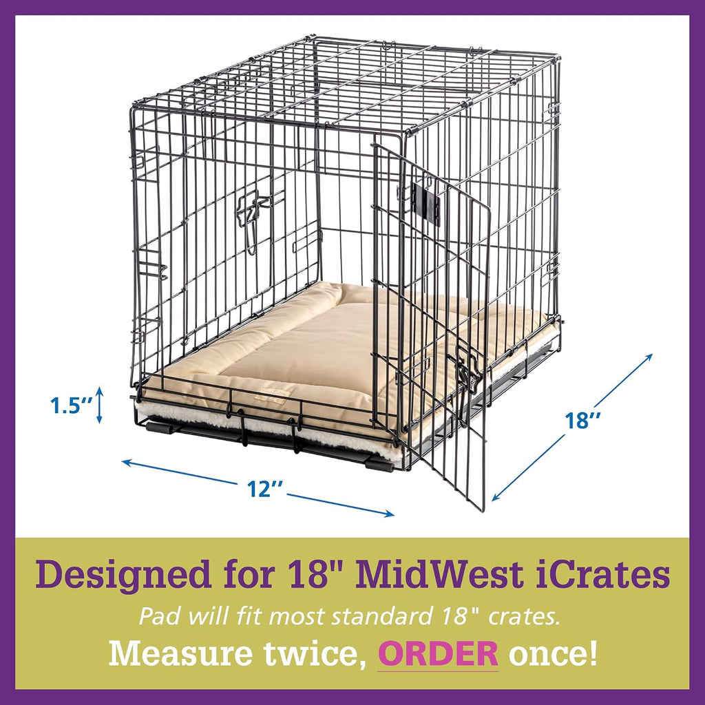Pet Dreams Dog Crate Pad - Washable Kennel Mat, Crate Pads for Dog Cages, Non-Toxic, Flat Indoor Cat Bed, Fits iCrate 18, 24, 30, 36, 42, 48 Inches (Khaki, X Small, 18")