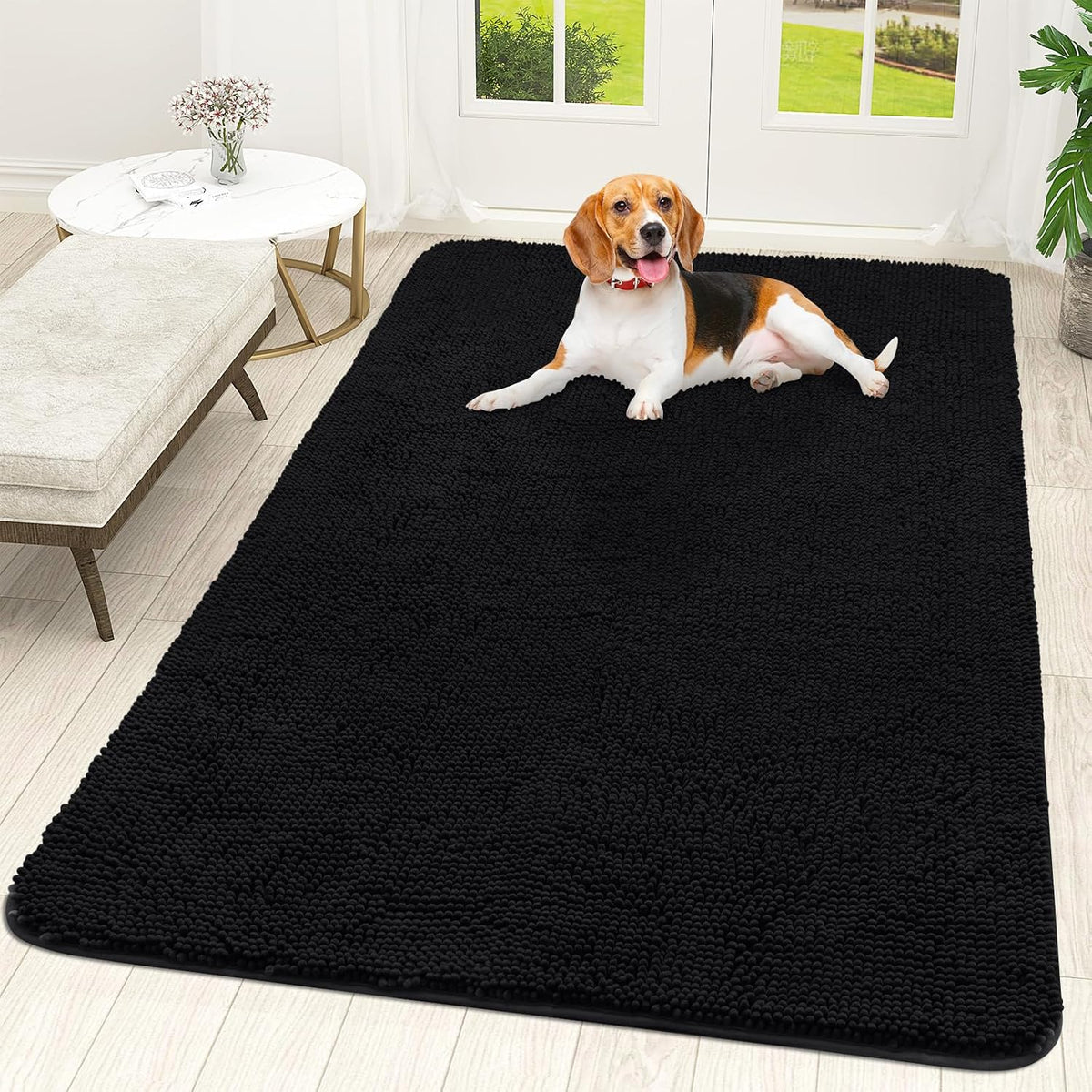 OLANLY Dog Door Mat for Muddy Paws 59x35, Super Absorbent Chenille Mud Mat