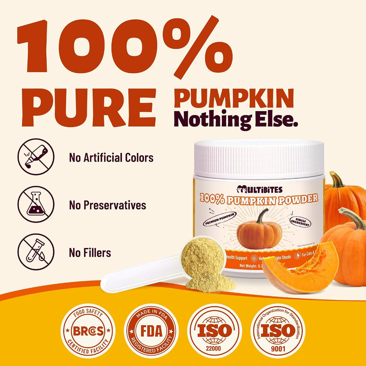 100% Pumpkin Powder for Dogs & Cats 5.3oz, Pure Fiber Supplement