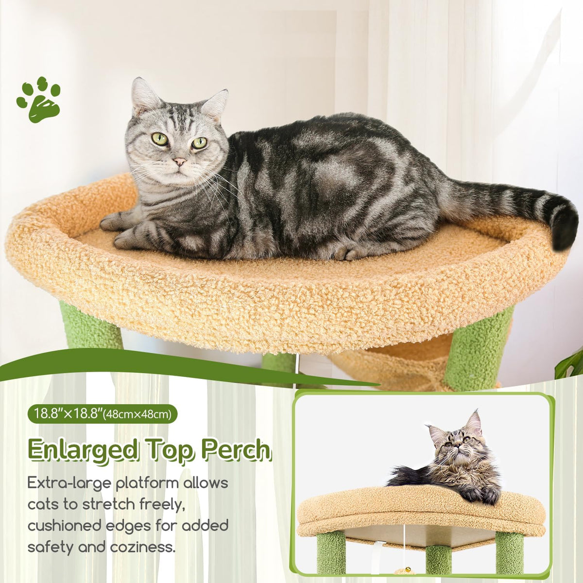 Globlazer 74in Cactus Heavy Duty Cat Tree Tower for Indoor Large Cats, S74