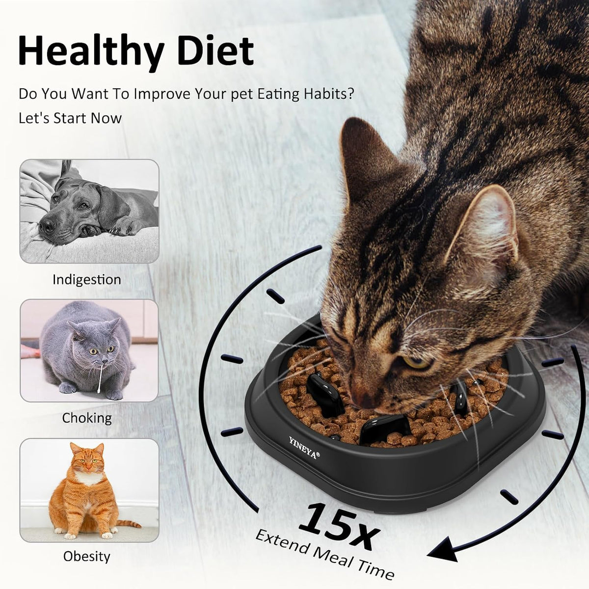 YINEYA Anti-Choking Slow Feeder Dog Bowls Small Size Dog, Slow Feeder Cat Bowl, Supplies and Puzzle for Pet