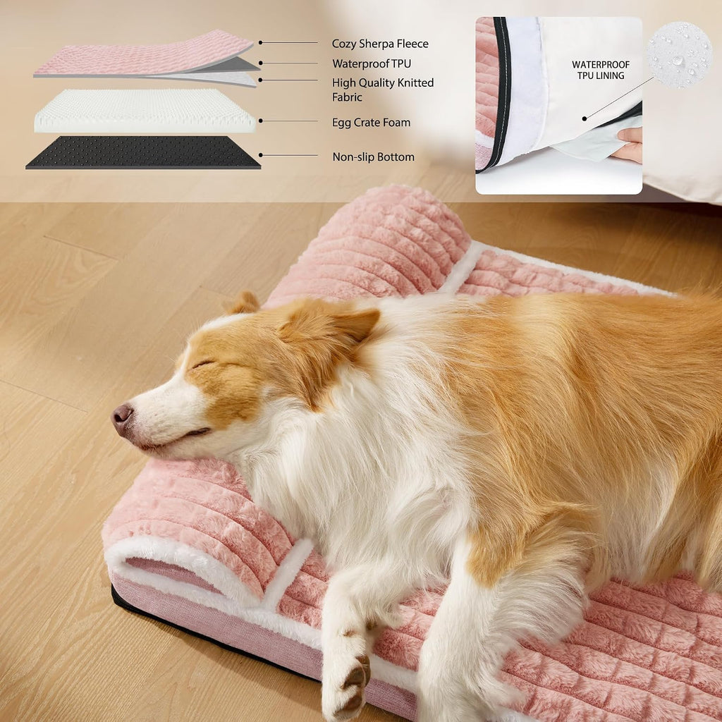 Orthopedic Medium Dog Bed Pillow Pet Sofa Bed 30''X20'' Pink