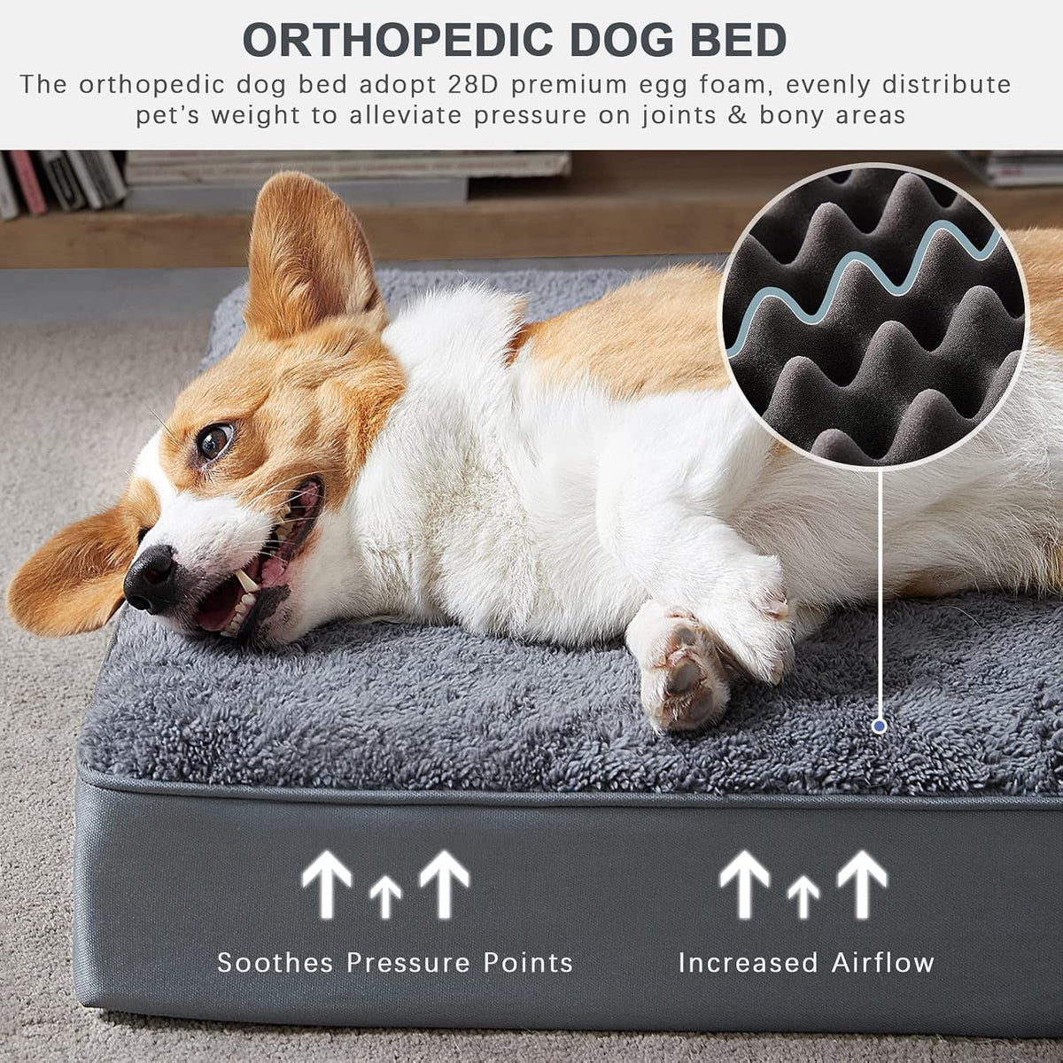 Waterproof Dog Crate Bed for Small Dogs Orthopedic 23x17 Grey