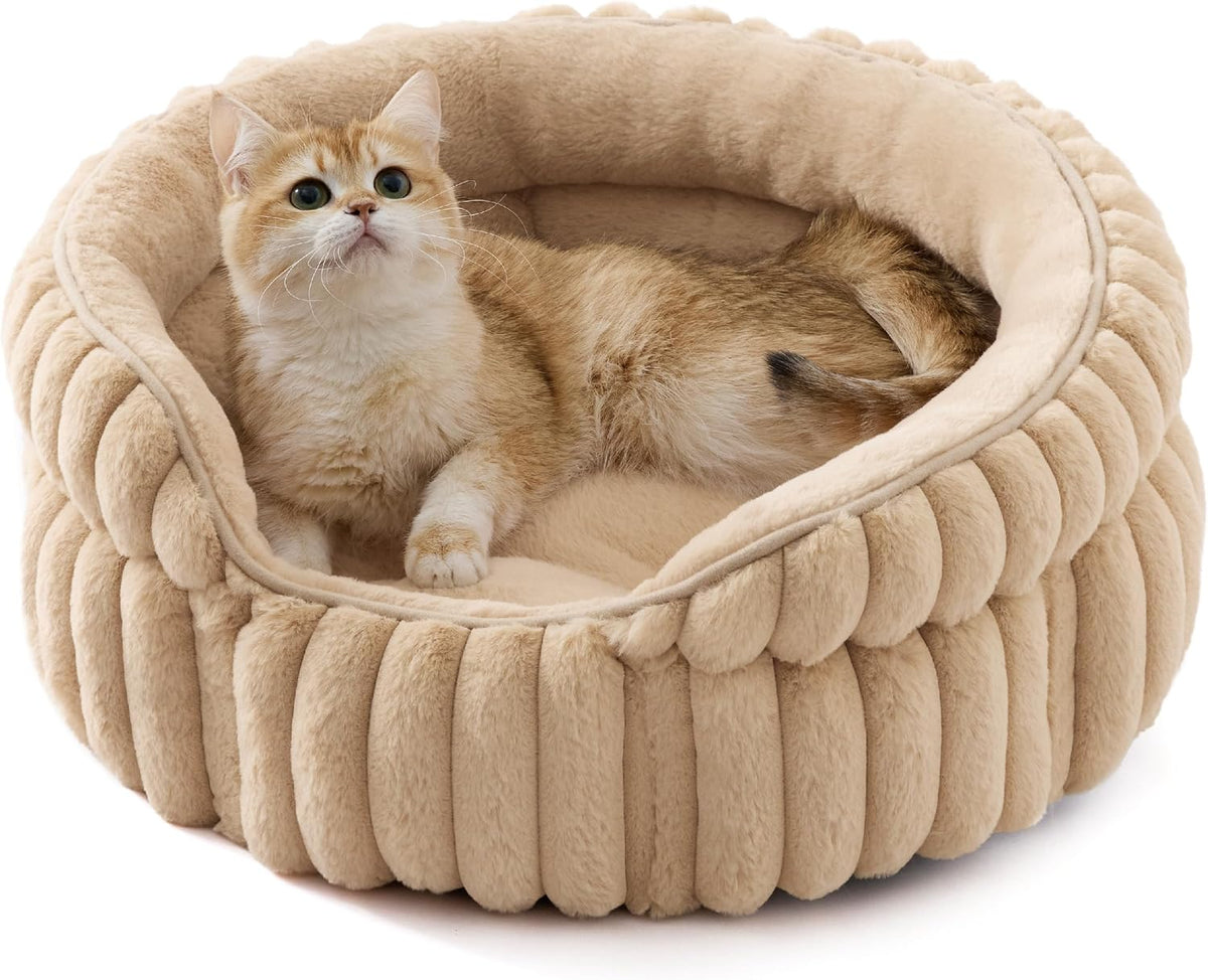 Bedsure ComfyFleece® Washable Cute Cat Bed,Soft Round Kitten Bed,20in