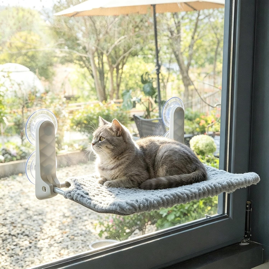 AIWIKIDE Cat Window Perch, Easy Install Bracket, Portable Wall Hammock for Indoor Cat, Light Blue