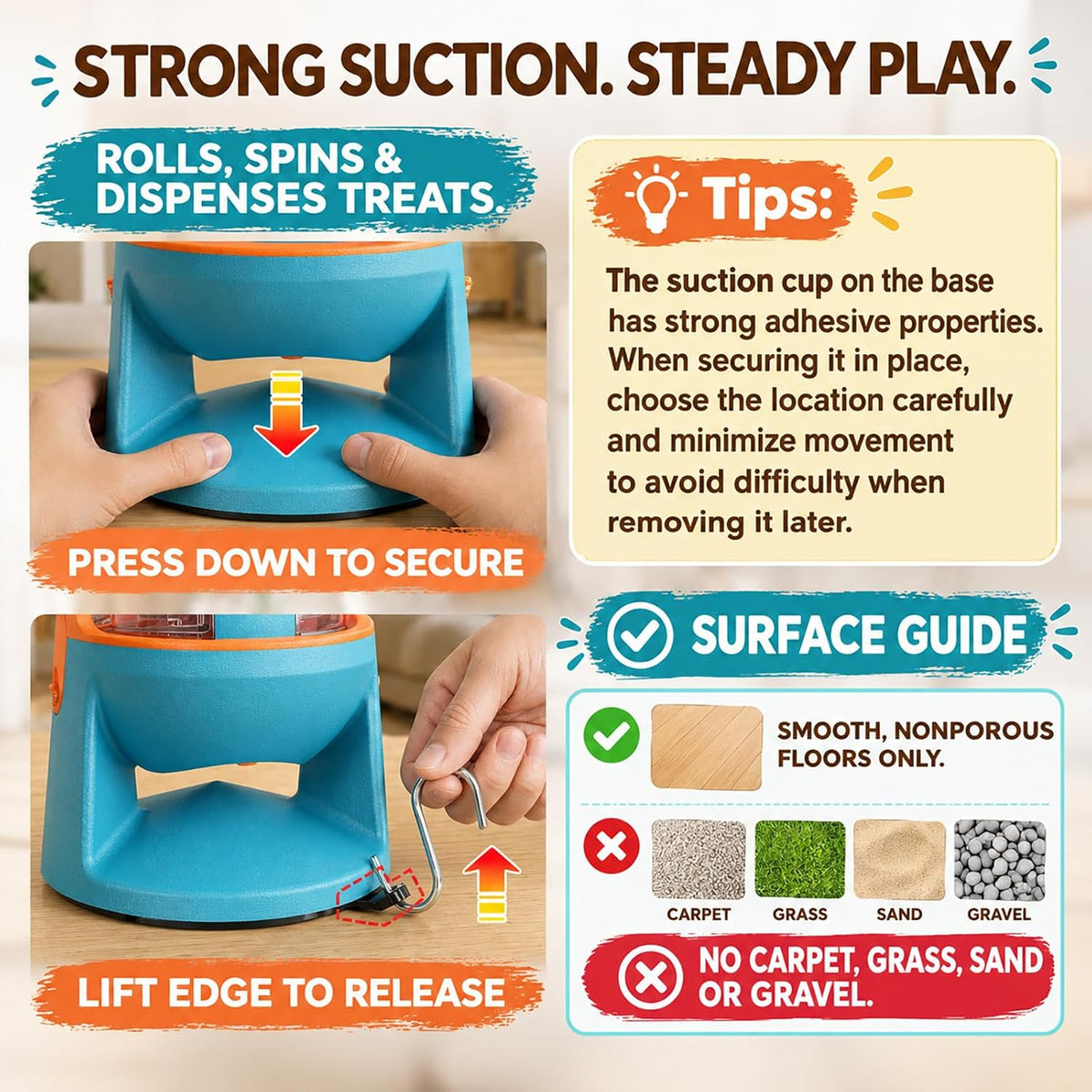 Adjustable Dog Slow Feeder Treat Dispensing Dog Toy, Dog Toys to Keep Them Busy with Base, Puzzle Toys for Dogs to Enrich Their Lives and Relieve Boredom, Dog Slow Feeders(Blue)
