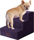 EHEYCIGA Dog Stairs for Small Dogs 13.5" H, 3-Step Dog Steps, Purple