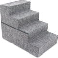 Best Pet Supplies Dog Stairs & Steps - Foam Steps for Small Dogs & Cats, Non-Slip Indoor Balanced Pet Step Support, Dog Ramp, No Assembly, Ash Gray Linen, Foldable 4-Step (22-inch Height)