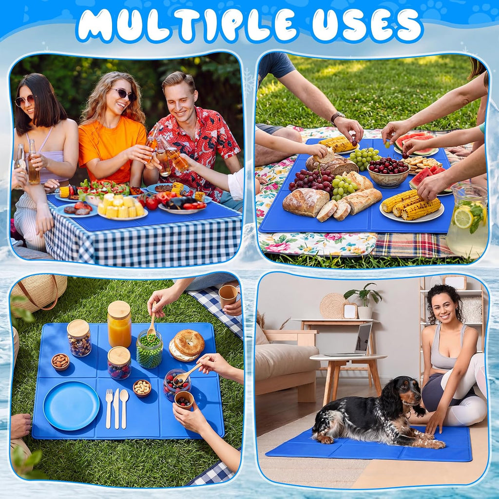 Drydiet 4 Pack Dog Cooling Mat - 23'' X 35'' Solid Gel Self Cooling Mat with Storage Bag Pressure Activated No Refrigeration or Electricity Needed Pet Pad for Dogs & Cats Kennels, Crates, Beds