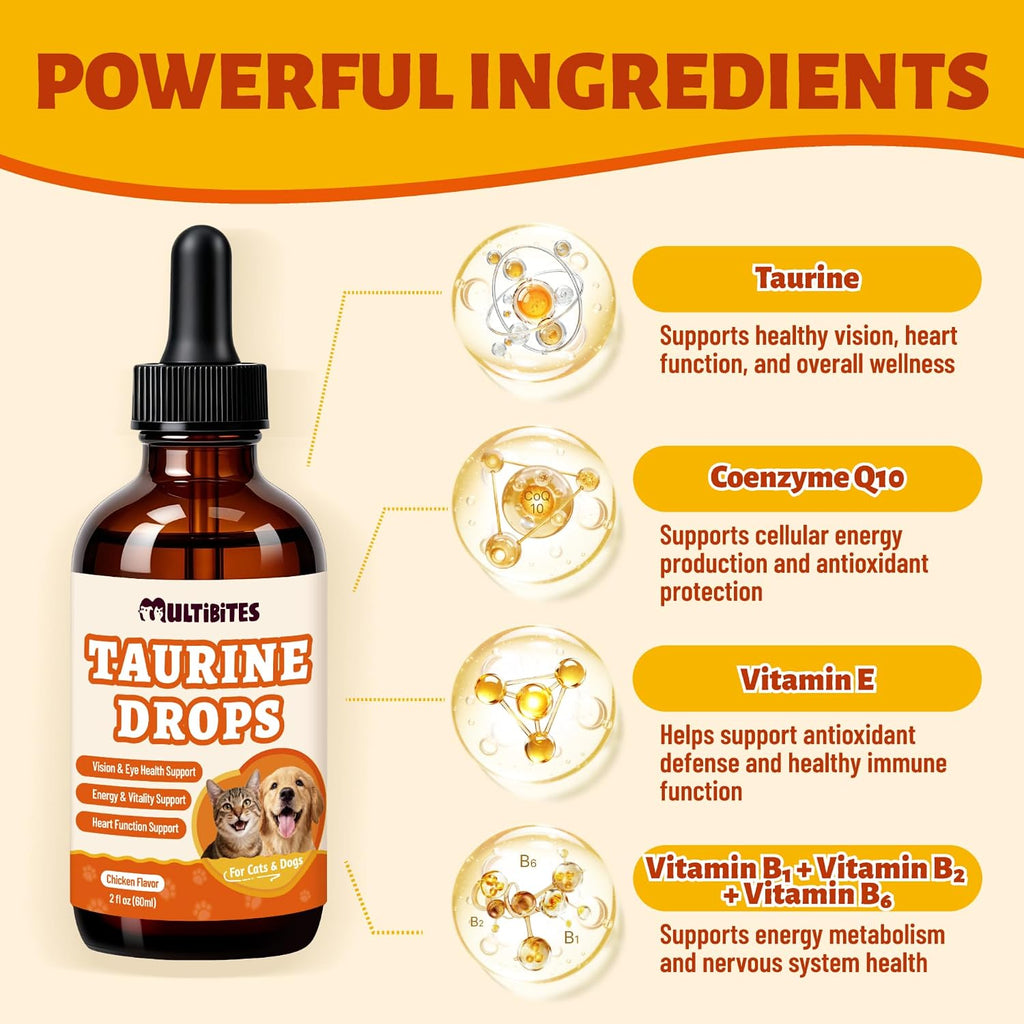 Taurine for Cats & Dogs, Taurine Liquid Drops with CoQ10 2 fl oz