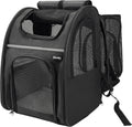 Zavothy Cat Backpack Carrier – Expandable Airline Approved Pet Travel Bag for Cats & Small Dogs, Breathable Mesh Pet Carrier Backpack with Padded Base (Black)
