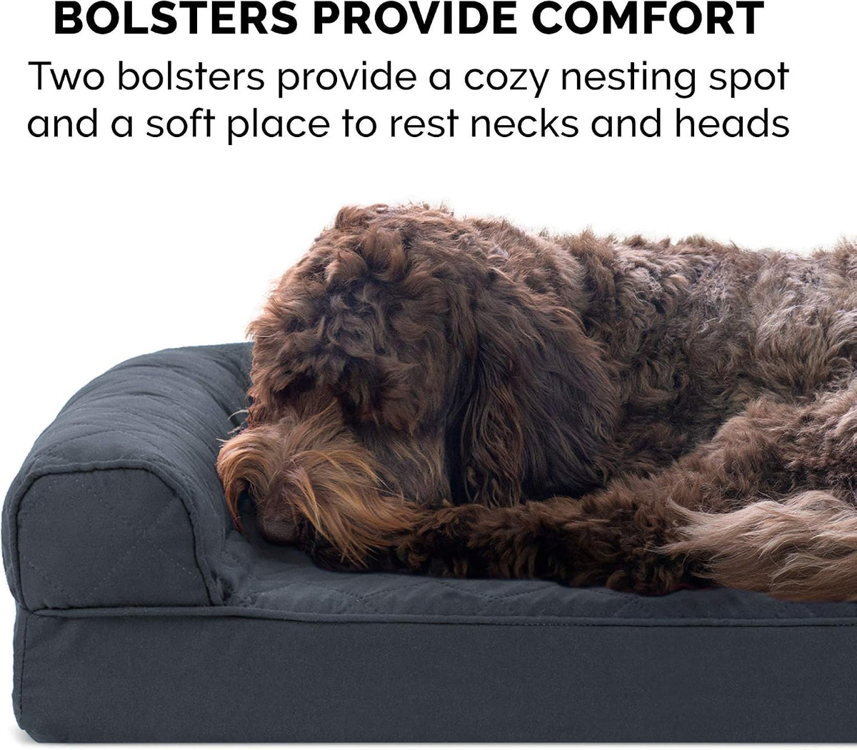 Furhaven Orthopedic Dog Bed for Large Dogs w/ Removable Bolsters & Washable Cover, For Dogs Up to 125 lbs - Quilted Sofa - Iron Gray, Jumbo Plus/XXL