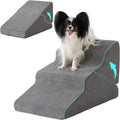 Ahpmeoa Dog Stairs for Small Dogs 16’’ H, 3-Step Dog Steps for Bed, Grey