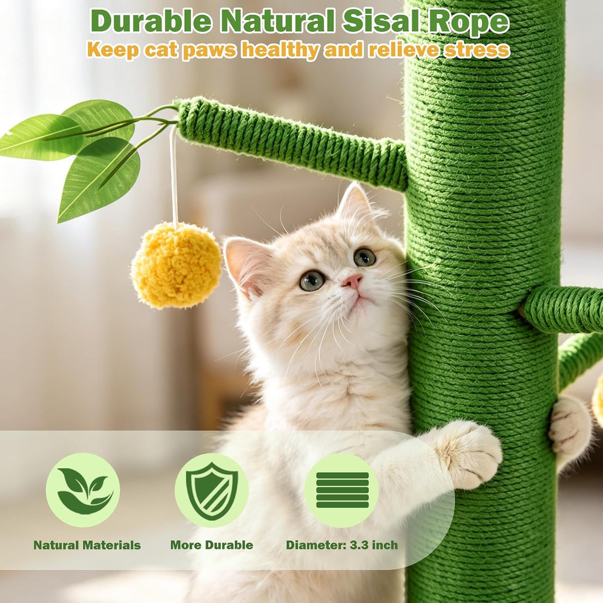 50" Extra Tall Cat Scratching Post for Large Cats, Heavy Duty Scratch Tree