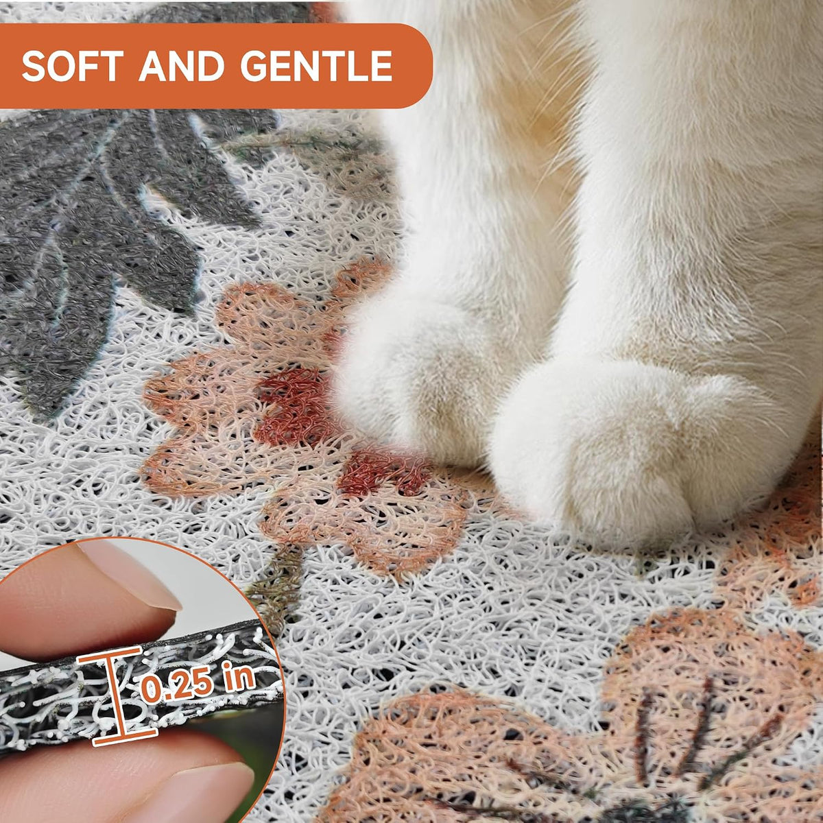 Cat Litter Mat,35"x23" Large Cute Litter Box Mat,Traps 100% Litter