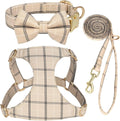 Beirui Cute Small Dog Harness and Leash Set Bowtie, Beige,XS,Chest 13-28"