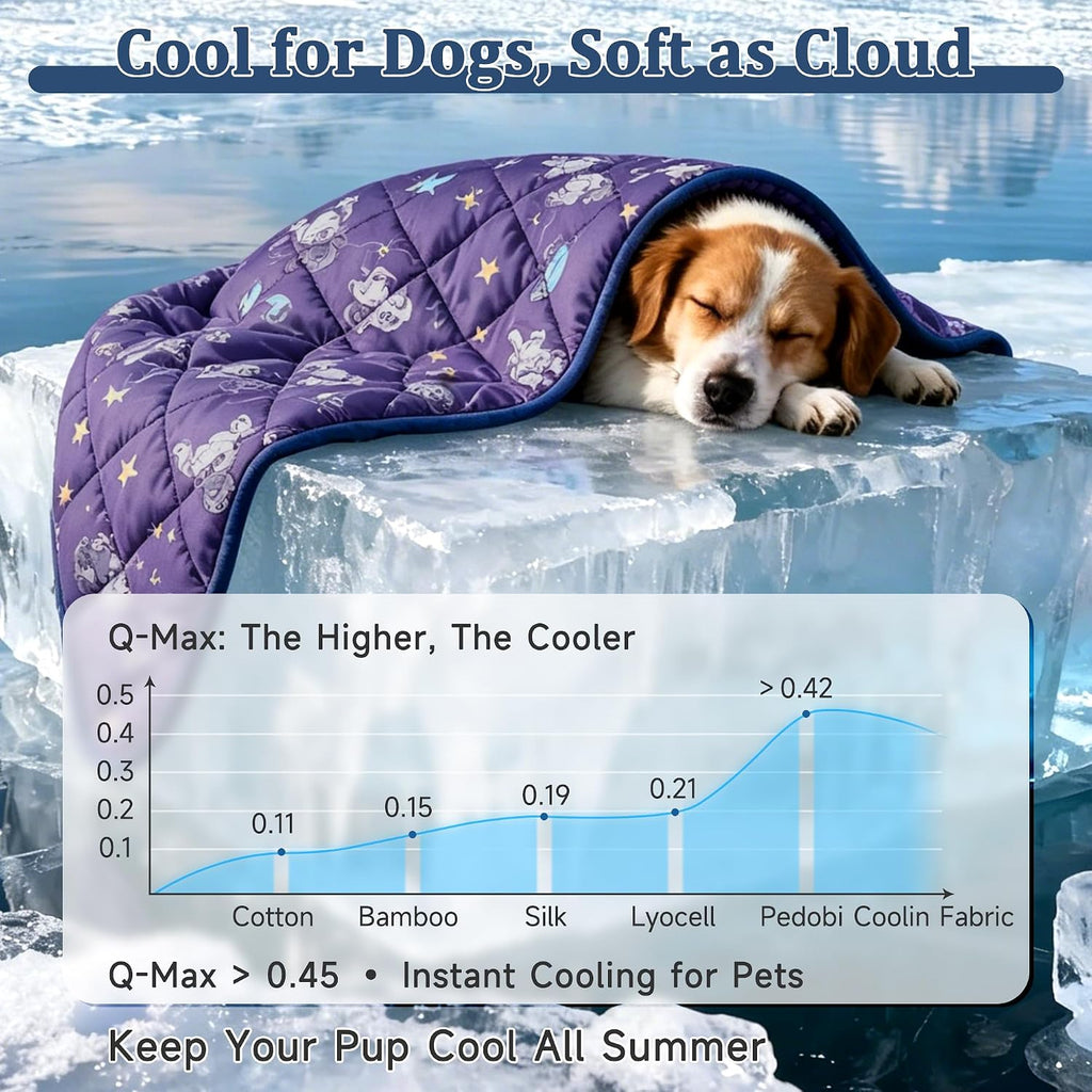 Cooling Blanket for Dogs, Dog Cooling Mat & Bed, Q-MAX>0.42- Lightweight, Durable & Breathable Pet Throw for Sofa, Car and Furniture Protector, Reversible Design, 22"x28"