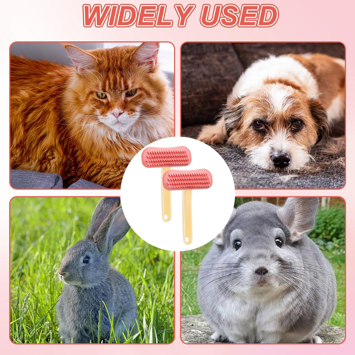 2Pcs Rabbit Brush Soft Bunny Grooming, Soft Silicone Small Animal Massage Comb, Practical Brush Bunny Grooming Kit Supplies Suitable for Cats Puppies & Other Pets