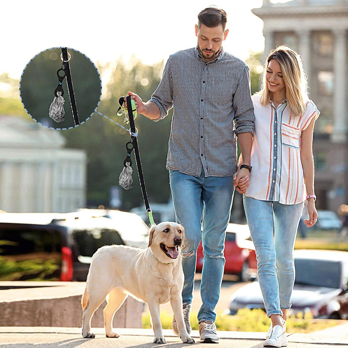 2 Pieces Dog Poop Bag Holder for Leash Waste Bag Carrier Dog Poop Bag Dispenser for Walking Running Bicycle Accessory (Black + Red)