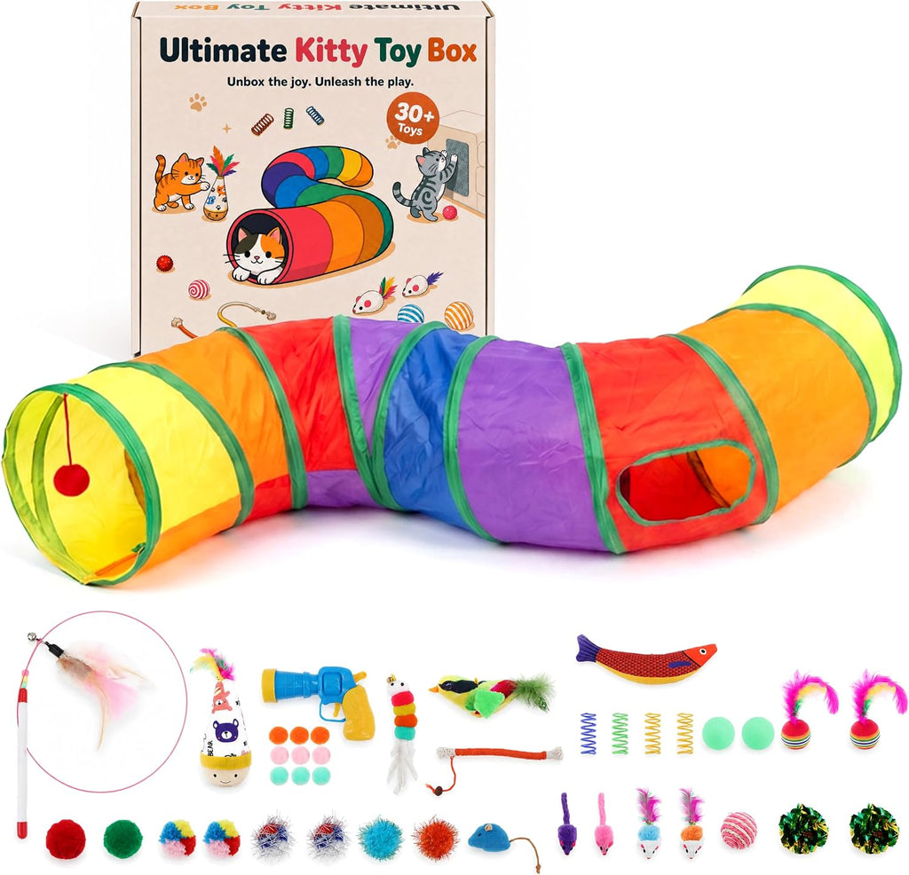 35 Pcs Cat Toys for Indoor Cats, S-Shaped Kitten Play Tube Toy
