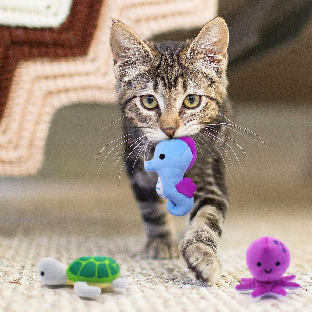 CiyvoLyeen Plush Sea Animal Catnip Toys for Indoor Cats 6 Pack