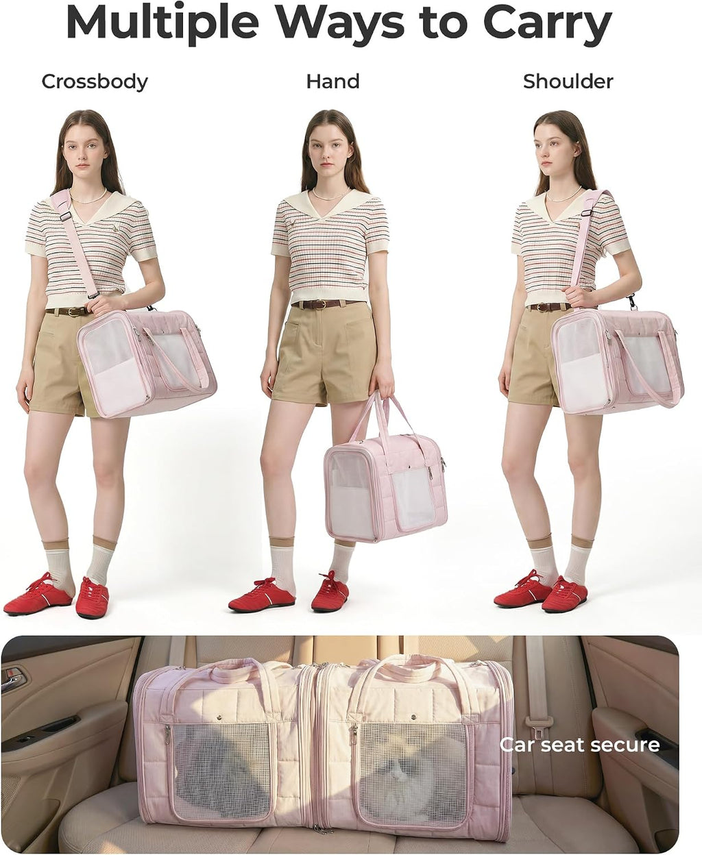 BAGSMART Double Cat Carrier for 2 Cats, Large Soft Pet Carriers for Travel