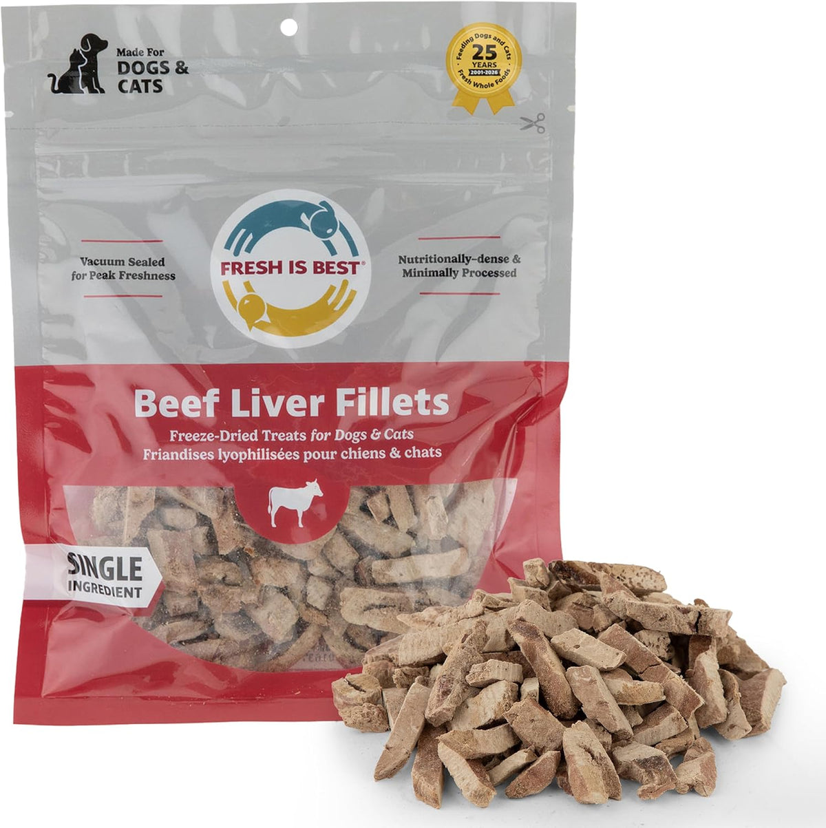 Fresh Is Best Beef Liver Fillets Freeze Dried Dog Treats for Cats & Dogs