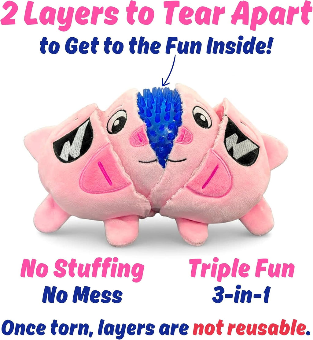 Dog Toy for Aggressive Chewers, Tough Squeaky Chew Ball, Large Breeds Gift | Super Strong, Durable Soft Plush Pig, No Stuffing Inside; Interactive for Puppies, Medium & Big Pets in a Birthday Gift Box