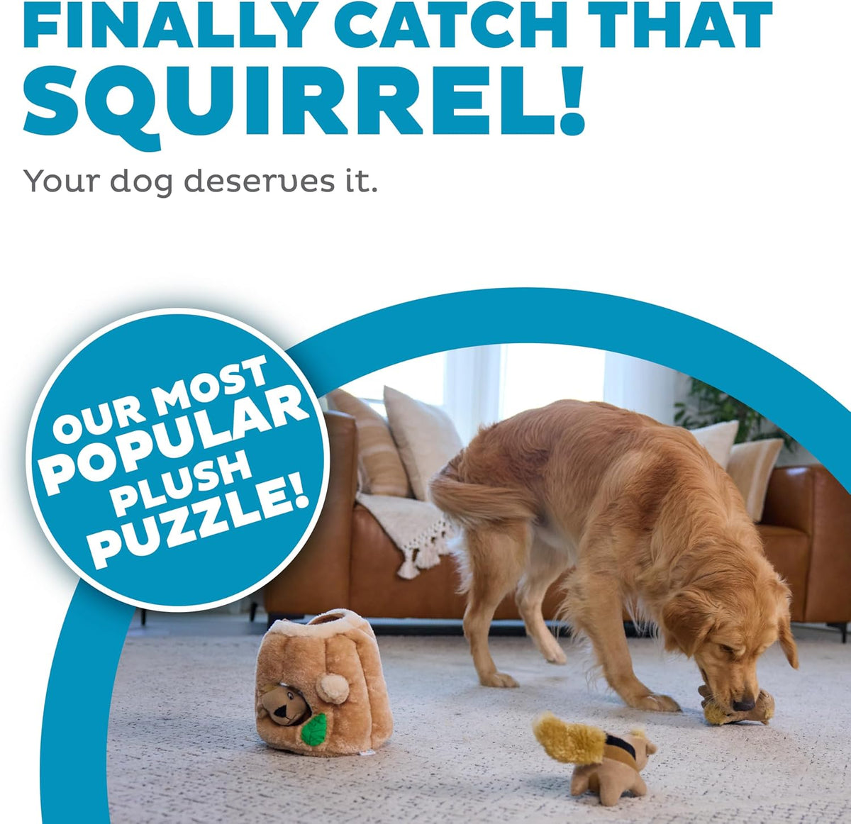 Outward Hound Hide-A-Squirrel Dog Toy – Interactive 2‑in‑1 Plush Puzzle with 3 Squeaky Removable Squirrels, Large (Pack of 12)