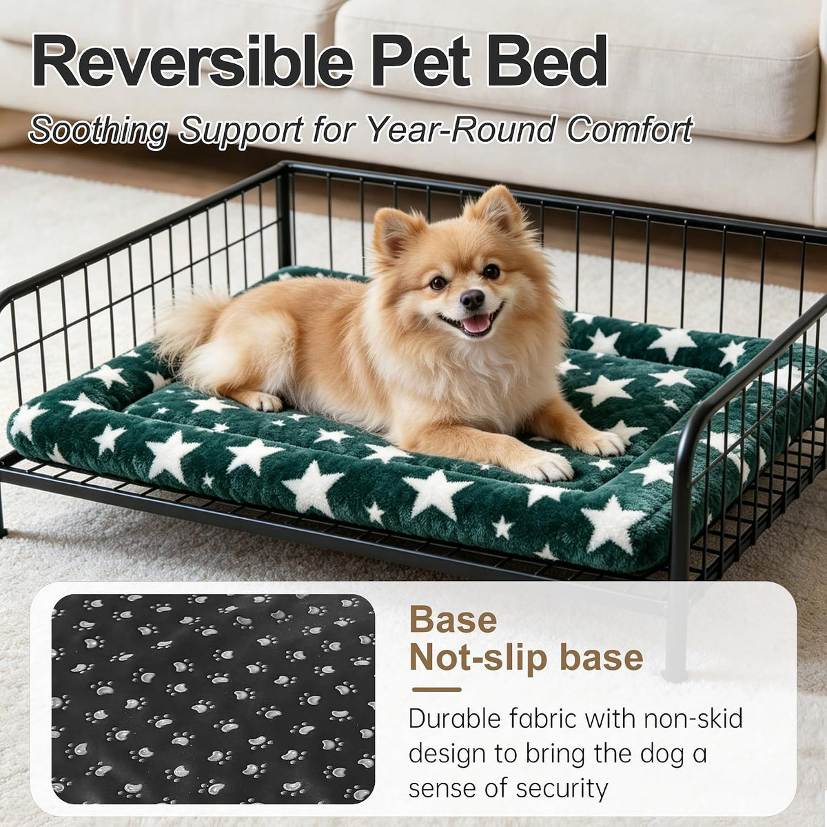 Dog Bed Mat, Reversible Crate Pads for Small/Medium/Large Dogs & Cats