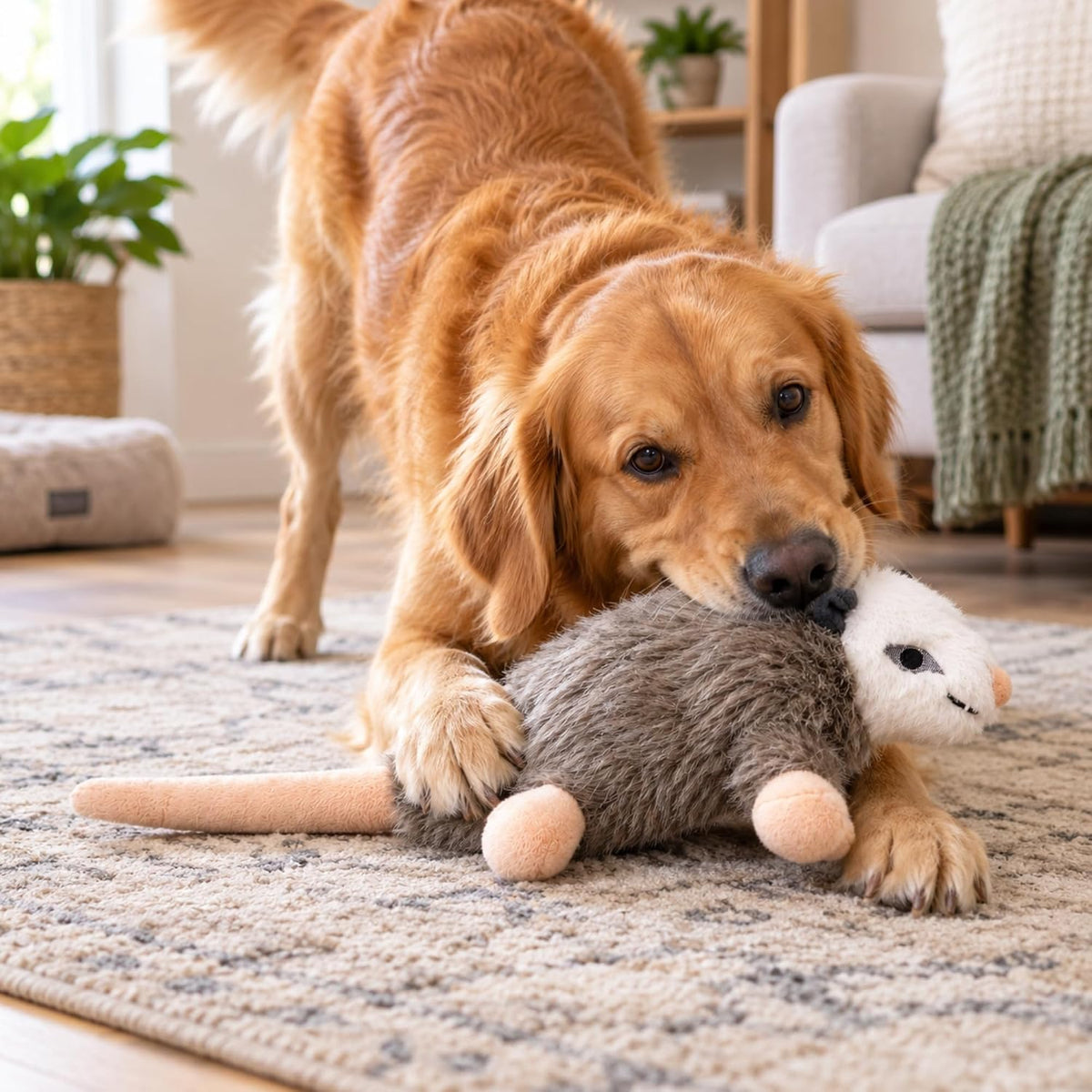 SPOT Woodland Collection Possum Dog Toy – 15” Plush Squeaky Dog Toy with Grunting Squeaker, Durable Stuffed Animal for Medium and Large Dogs