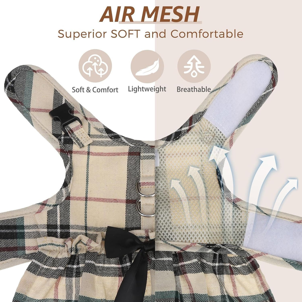 SCENEREAL Small Dog Harness and Leash Set Girl, Cute Dog Harness Dress