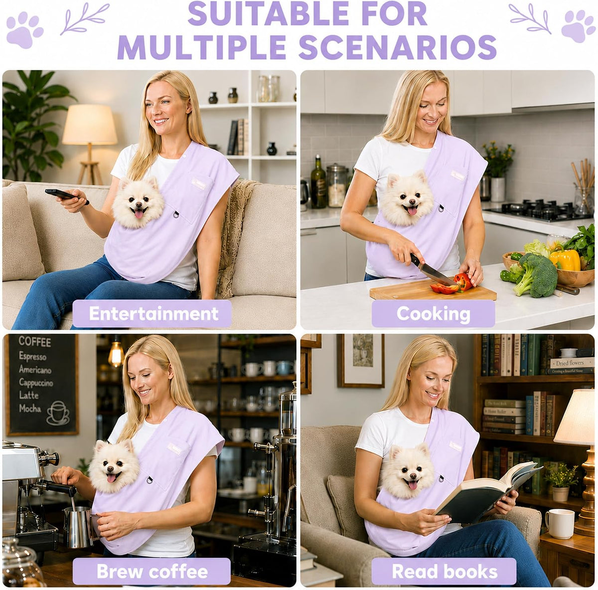Ice Silk Dog Sling Carrier, Adjustable Safety Strap